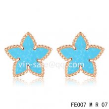 Imitation Van Cleef & Arpels Sweet Alhambra Star Earrings Pink Gold,Turquoise